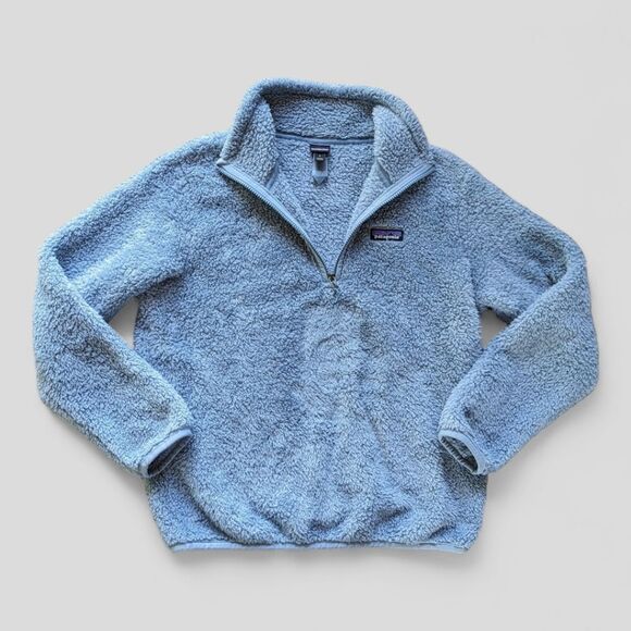 PATAGONIA Women's Outdoor Fuzzy Fleece 1/4 Zip Pullover Mock Neck Blue Gray Sz S - Picture 5 of 11